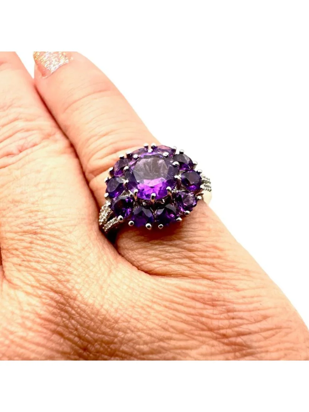 Chuck Clemency Womens Ring Sterling Silver Purple Amethyst Size 7